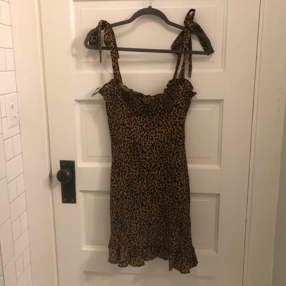 Cheetah print tie strap dress